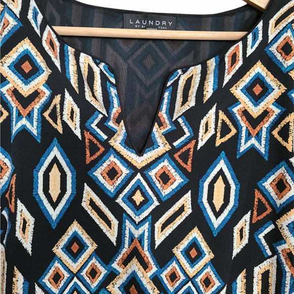 Laundry by Shelli Segal Multicolored Split Sleeve Cocktail Mosaic Dress size 8 - Picture 9 of 11